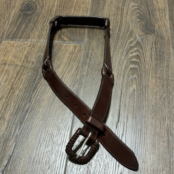 Fossil brown woven leather belt small - Picture 2 of 7